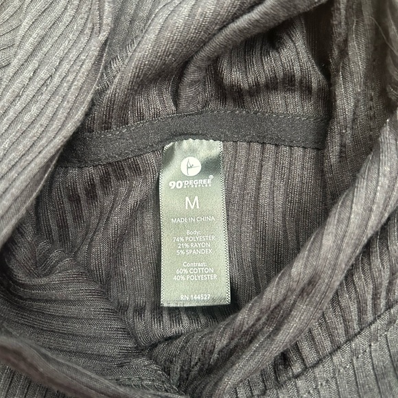 90 Degree By Reflex Charcoal cropped Ribbed Hoodie and Joggers - Picture 2 of 5